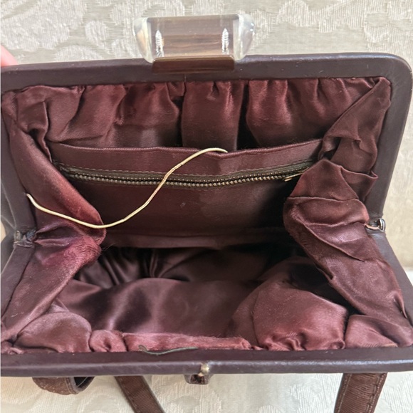 Vintage Kiss lock brown leather purse - Picture 3 of 11